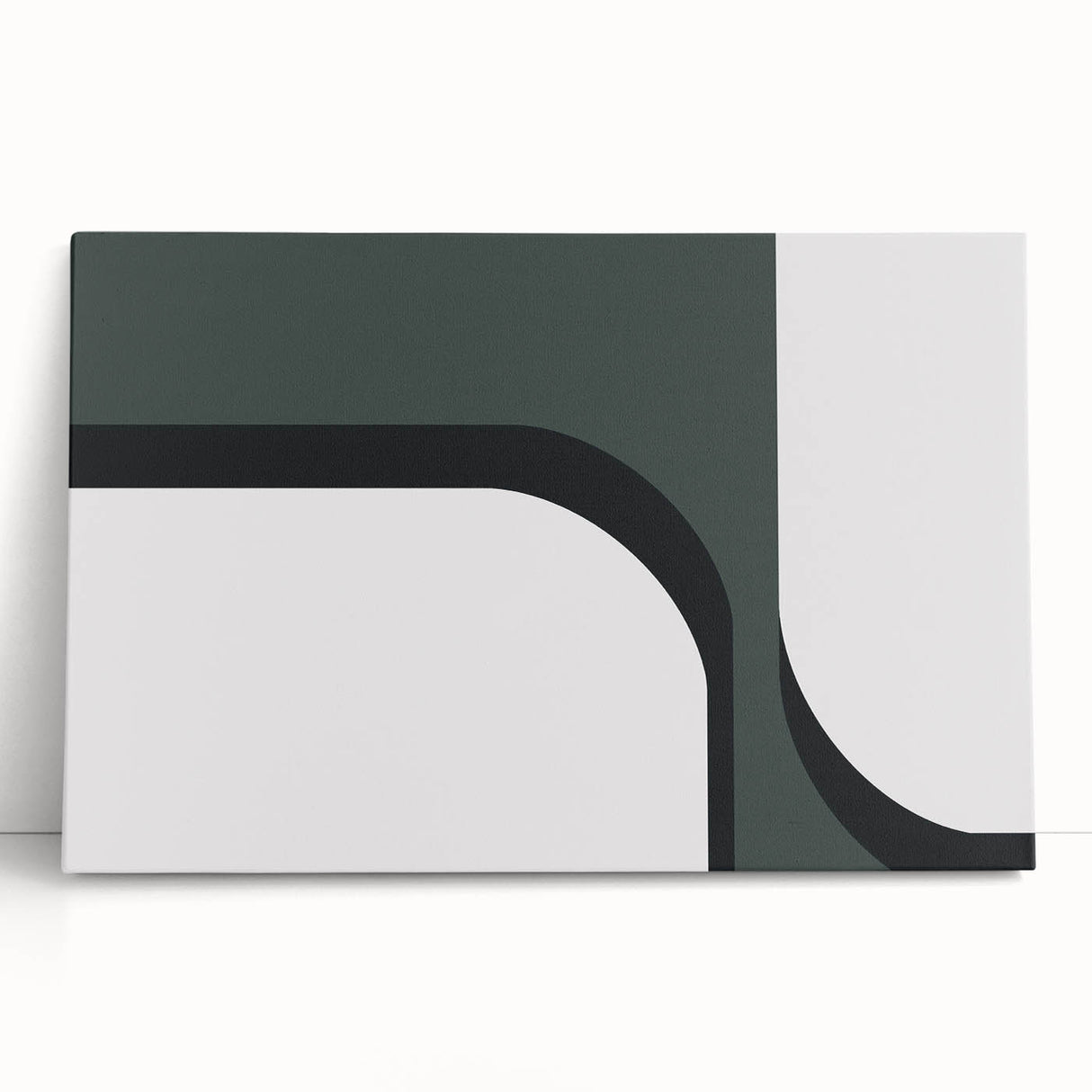 Abstract minimalist wall art featuring a blend of soft pastel colors and geometric shapes, elegantly displayed on a stretched canvas, perfect for modern home decor.