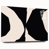Abstract minimalist wall art piece displayed in an acrylic glass frame, showcasing elegant geometric shapes and soft color gradients, ideal for modern decor.