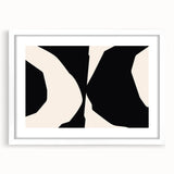 Minimalist abstract wall art design featuring a white frame with a mat, showcasing clean lines and soft colors, ideal for modern home decor.
