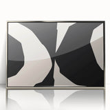 Framed abstract minimalist wall art featuring a silver-accented design, showcasing elegant lines and shapes that enhance modern interior decor. Ideal for contemporary spaces.