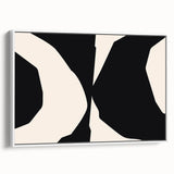 Framed abstract minimalist wall art design showcasing geometric shapes in soft hues of beige and white, displayed from a side view, perfect for modern decor.