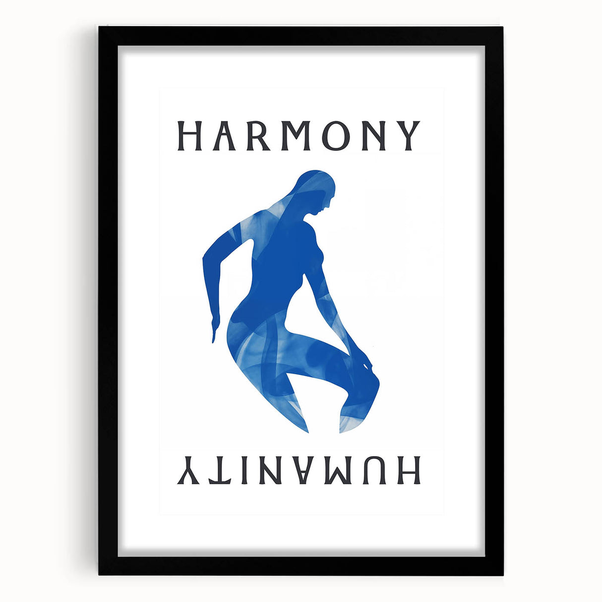 Abstract minimalist wall art collection featuring a black frame and mat, showcasing a modern design perfect for contemporary decor.