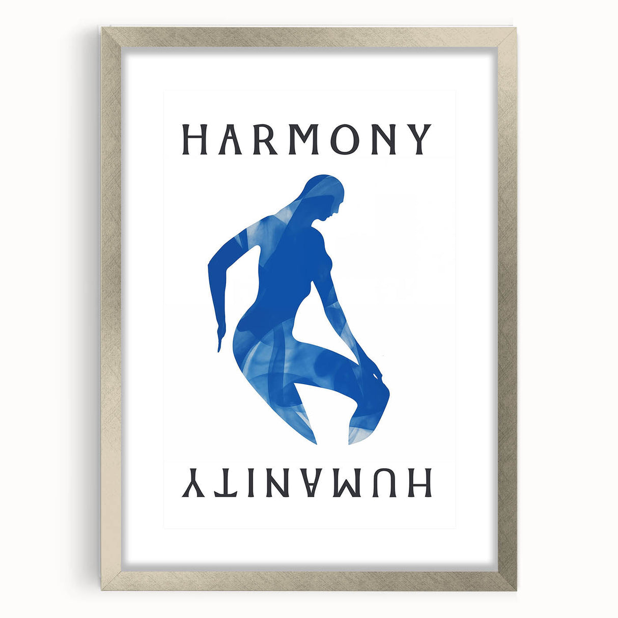 Abstract minimalist wall art collection showcasing a silver-framed design with a mat, emphasizing clean lines and modern aesthetics.