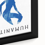 Close-up of abstract minimalist wall art featuring soft pastel colors and geometric shapes on a framed canvas, ideal for modern decor.