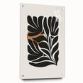 Abstract minimalist wall art displayed in a side view, showcasing a unique acrylic glass frame with decorative pins, perfect for modern home decor.