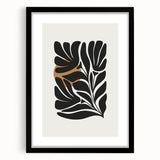 Abstract minimalist wall art featuring a black-framed design, showcasing geometric shapes and soft color tones, perfect for modern home decor.