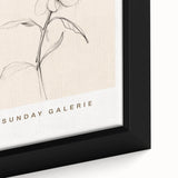 Close-up of an abstract minimalist wall art design featuring soft pastel colors and geometric shapes, framed elegantly for modern decor.