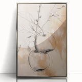 Framed abstract minimalist wall art design showcasing soft gray and silver tones, adding a contemporary touch to modern interiors.