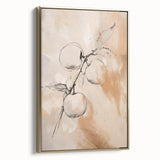 Framed minimalist wall art featuring abstract geometric shapes in gold and black, elegantly displayed with a side view to showcase its modern design.
