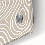 Close-up of an abstract minimalist wall art design featuring rich colors and geometric shapes, framed in sleek acrylic glass for modern decor.
