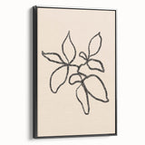 Framed canvas art showcasing an abstract minimalist design with soft pastel colors, viewed from the side, emphasizing its sleek profile and modern aesthetic.