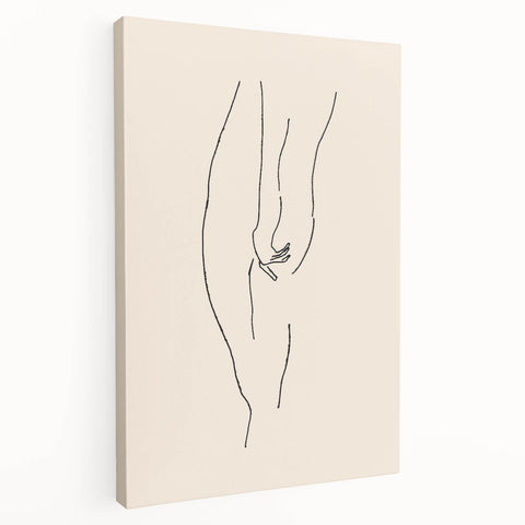 Stretched canvas showcasing an abstract minimalist design in soft pastel colors, perfect for modern home decor, displayed from a side view.