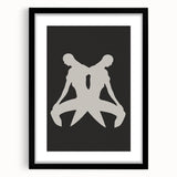 Framed abstract minimalist wall art in a sleek black frame, showcasing soft earth tones and geometric shapes, perfect for modern decor.