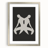 Abstract minimalist wall art design framed in silver, showcasing soft neutral tones and geometric patterns, ideal for modern decor.