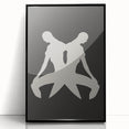 Framed abstract minimalist wall art design featuring a sleek black frame and vibrant colors, ideal for modern home decor and stylish interiors.