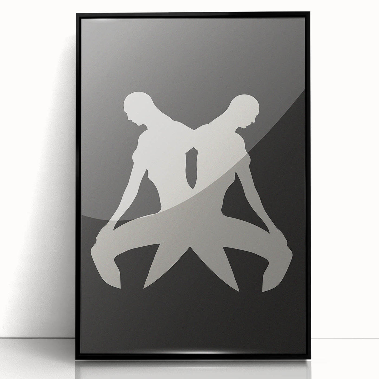 Framed abstract minimalist wall art design featuring a sleek black frame and vibrant colors, ideal for modern home decor and stylish interiors.
