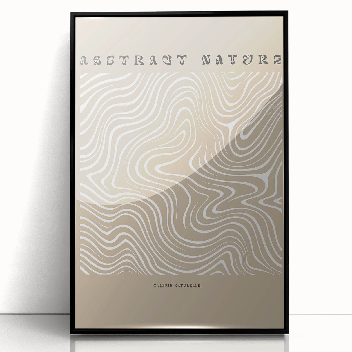 Framed abstract minimalist wall art design in black, showcasing geometric shapes and clean lines, perfect for modern home decor.