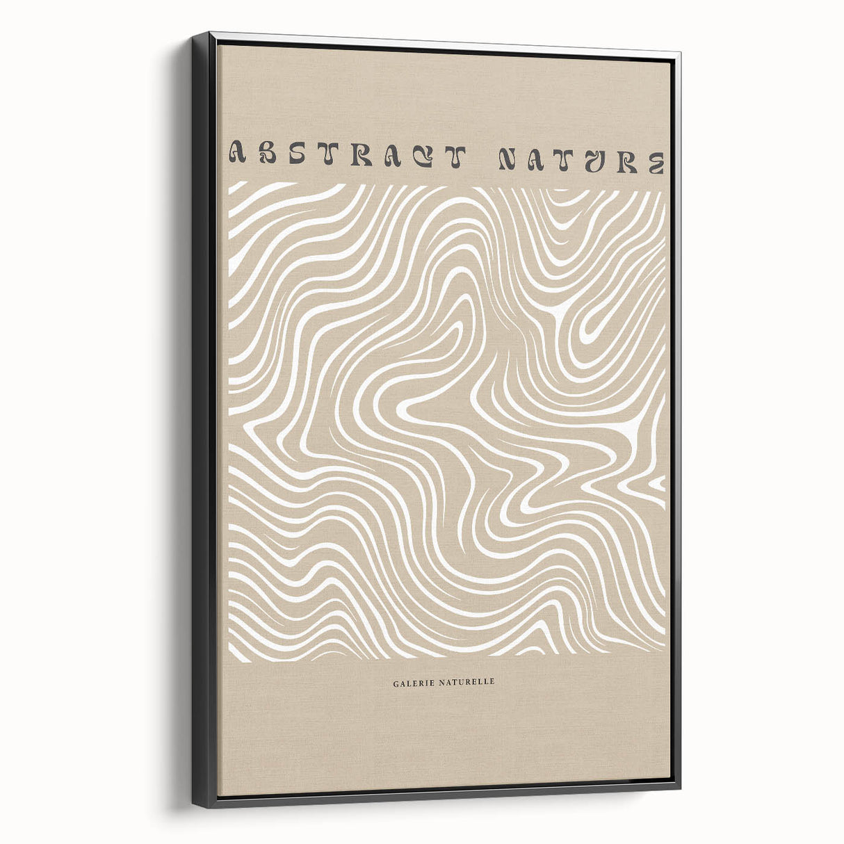 Framed abstract minimalist wall art featuring a sleek black canvas design, showcasing geometric shapes and modern aesthetics from a side view.