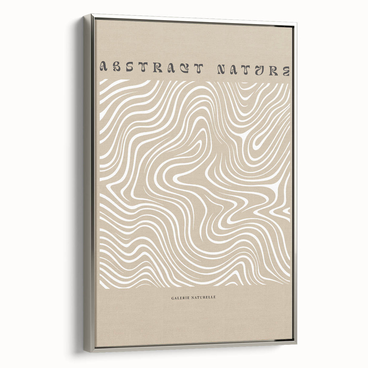 Framed abstract minimalist wall art featuring a silver border, showcasing soft colors and modern design elements for contemporary decor.
