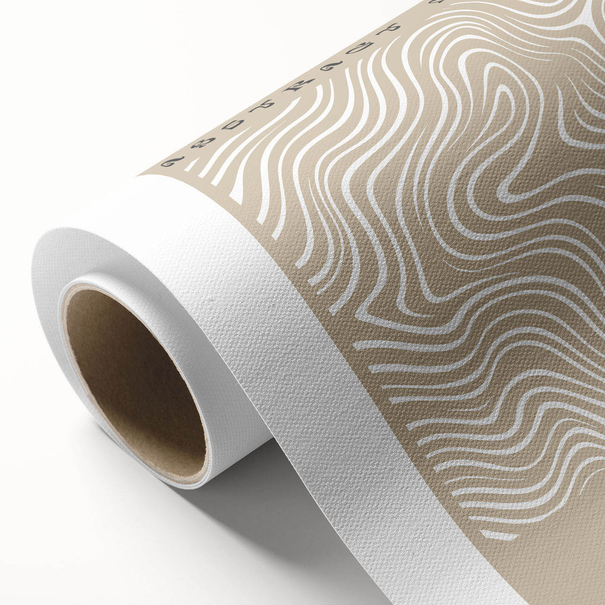 Abstract minimalist design wall art on rolled canvas, showcasing soft neutral tones and geometric shapes, perfect for modern home decor.