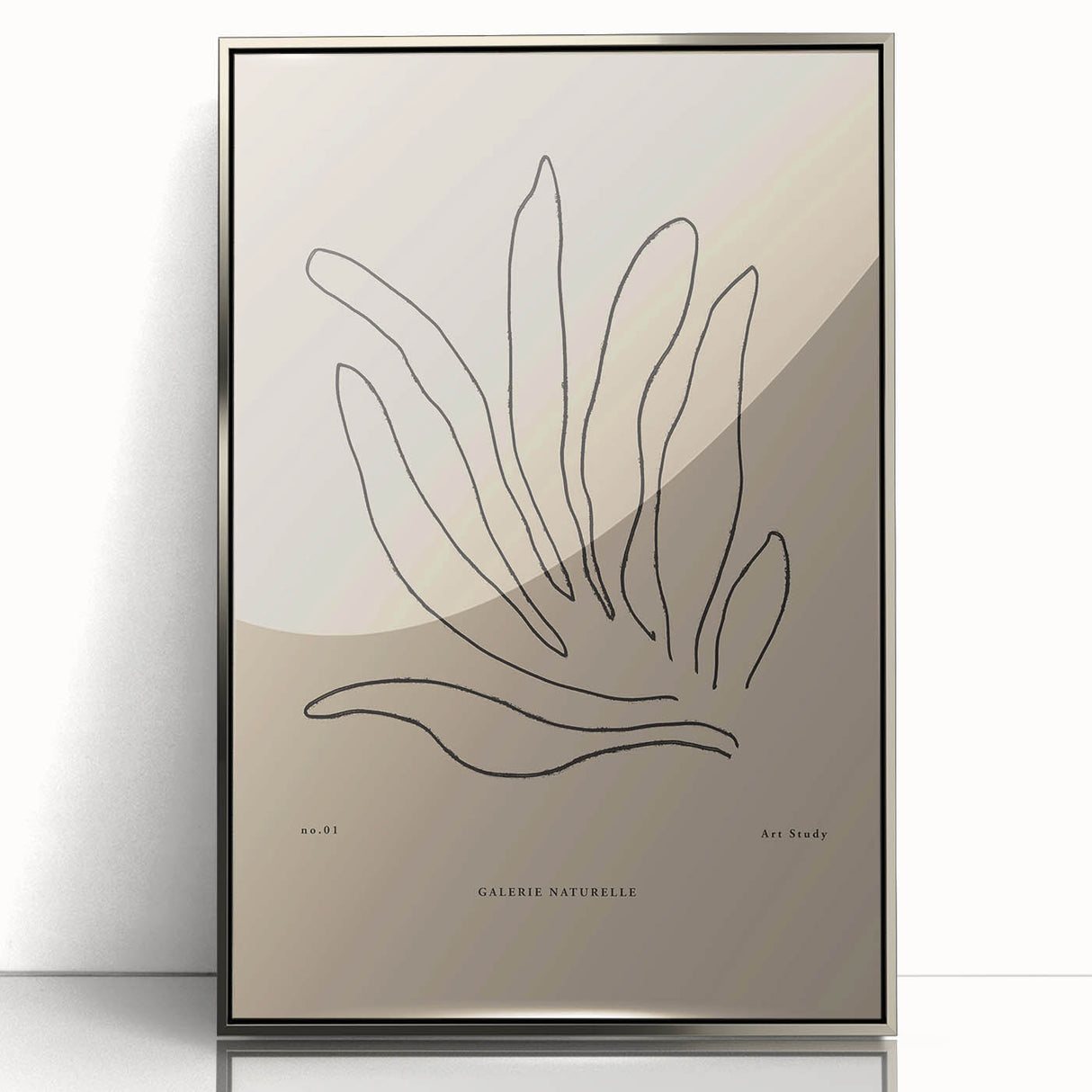 Framed abstract minimalist wall art design in silver acrylic, showcasing elegant geometric shapes and soft color gradients, perfect for modern decor.