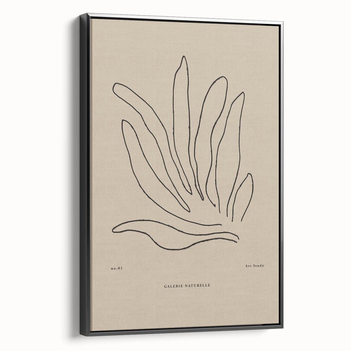 Framed abstract minimalist wall art showcasing a sleek black design, viewed from the side, perfect for modern home decor enhancement.