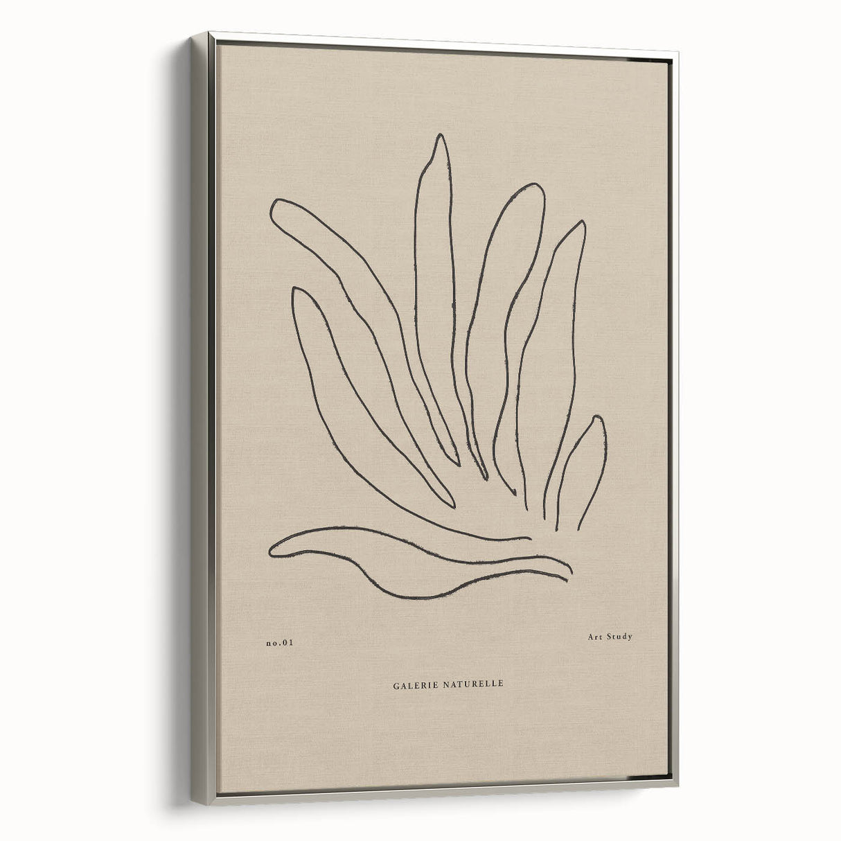 Framed minimalist wall art featuring an abstract design in soft pastel colors, displayed at a side angle, showcasing its sleek silver frame.
