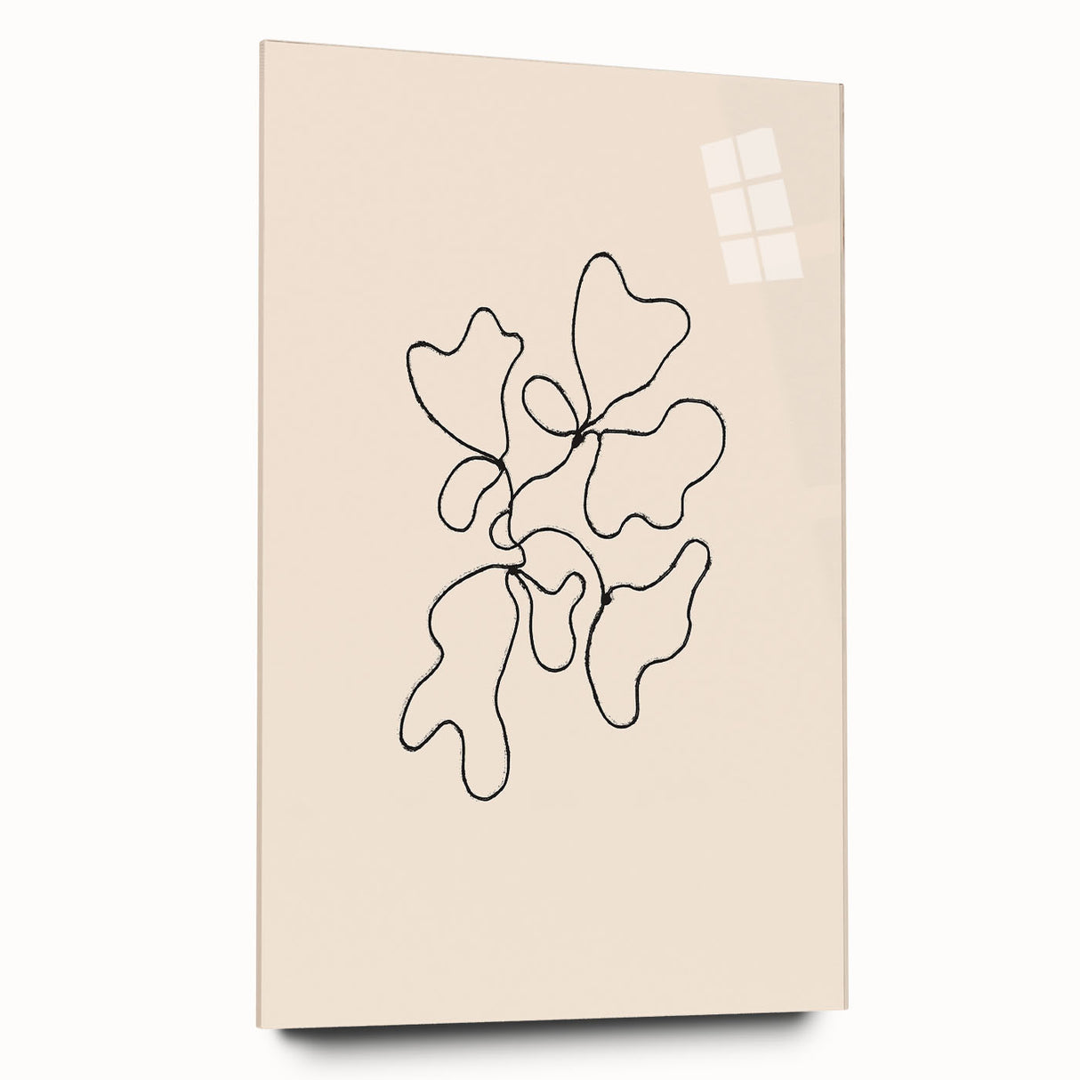 Abstract minimalist wall art collection displayed in sleek acrylic glass, showcasing geometric shapes and soft color gradients, perfect for modern decor.