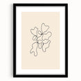 Framed abstract minimalist wall art design featuring a black and white color scheme, elegantly displayed with a mat for a modern aesthetic.