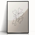 Framed abstract minimalist wall art design showcasing geometric shapes and soft colors, elegantly displayed with a black frame for modern decor.