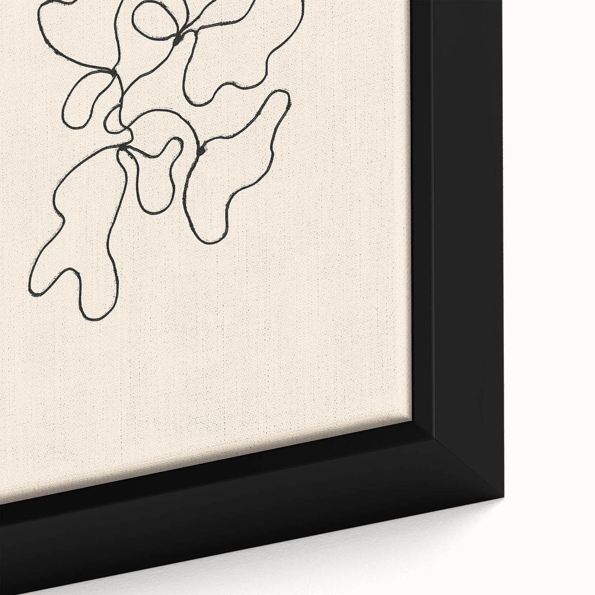 Close-up of a framed abstract minimalist wall art piece showcasing soft pastel colors and geometric shapes, perfect for modern decor.