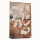 Abstract minimalist wall art collection displayed in a side view, showcasing vibrant colors and modern acrylic glass finish, secured with pins.