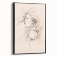 Framed wall art featuring an abstract minimalist design in soft black tones, showcasing a sleek side view, perfect for modern decor.
