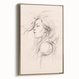 Framed abstract minimalist wall art in gold tones, showcasing a sleek design with a modern aesthetic, perfect for contemporary decor.