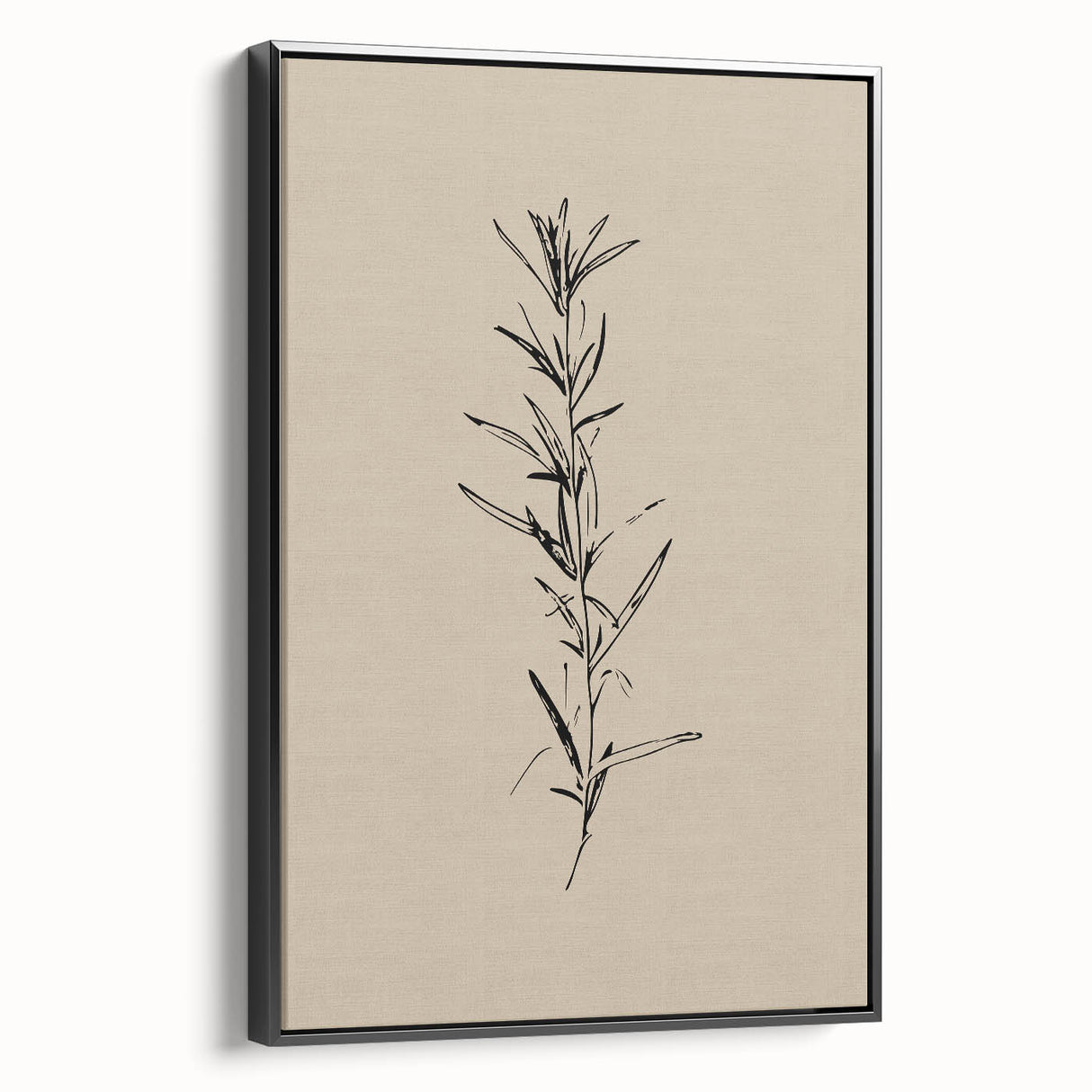 Framed abstract minimalist wall art collection showcasing sleek black design with a contemporary side view, perfect for modern decor.