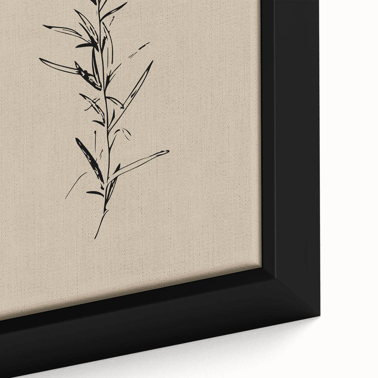 Close-up of an abstract minimalist wall art canvas featuring soft pastel colors and geometric shapes, elegantly framed for modern decor.
