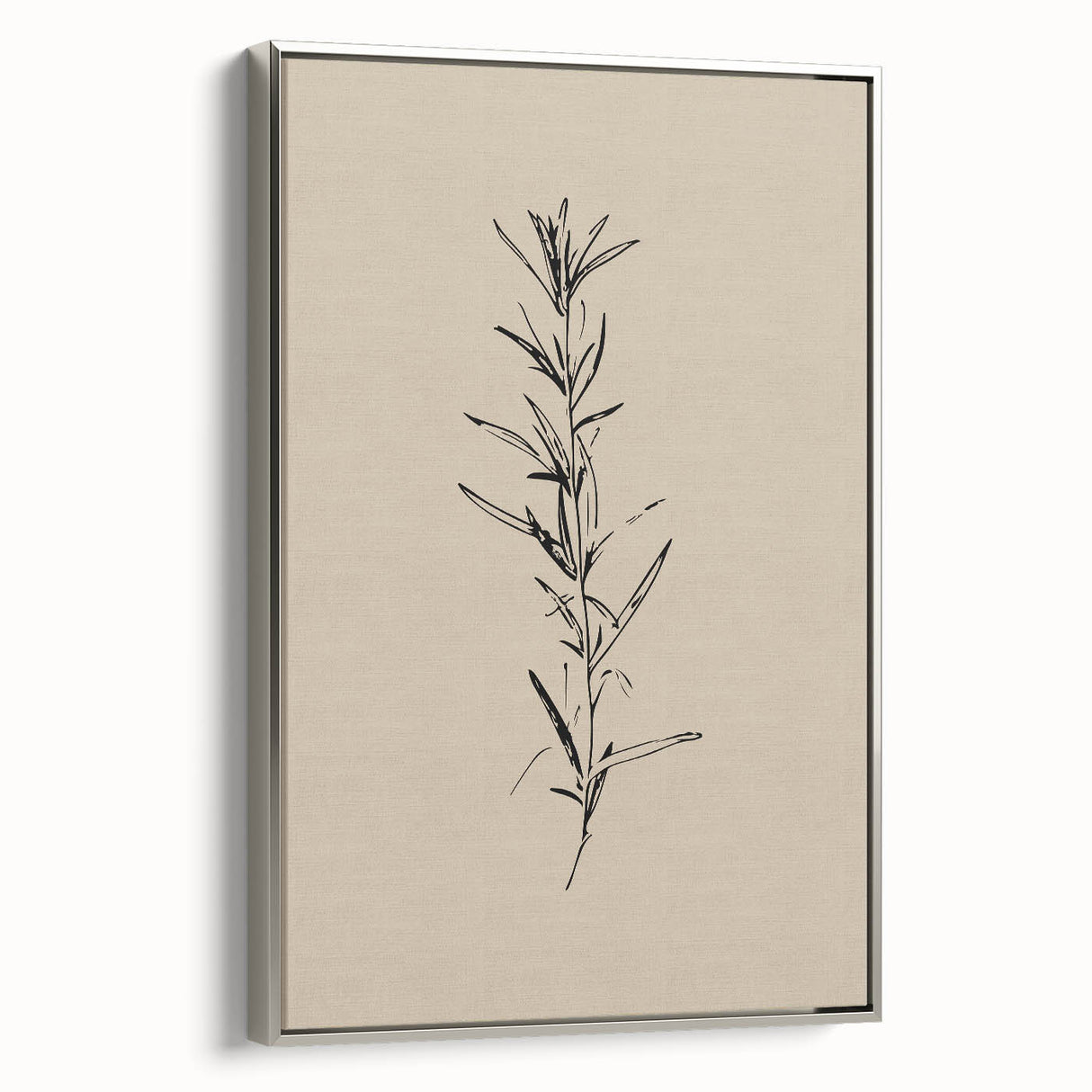 Framed abstract minimalist wall art collection showcasing a silver side view, emphasizing sleek lines and modern design elements on canvas.