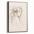 Framed minimalist abstract wall art featuring a sleek black design, showcasing smooth lines and a modern aesthetic, ideal for contemporary decor.