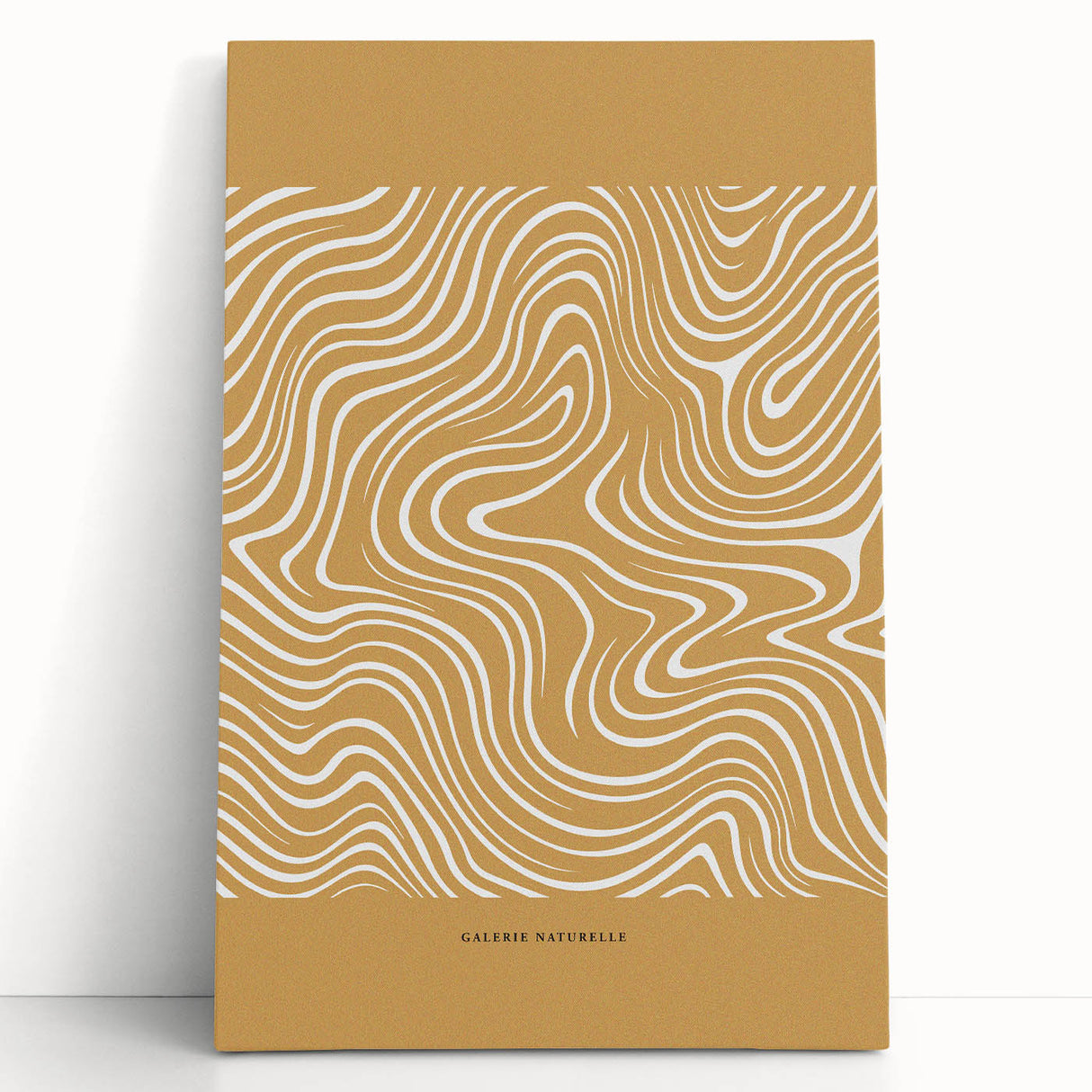 Abstract minimalist wall art design featuring soft pastel colors and geometric shapes, elegantly stretched on canvas and leaning against a wall. Ideal for modern home decor.