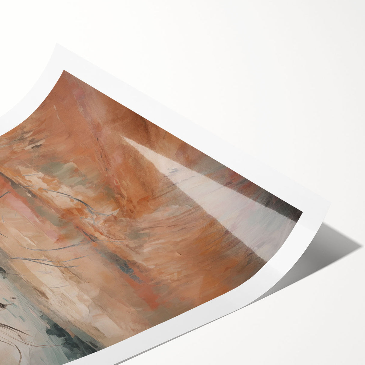 Abstract minimalist wall art print showcasing soft pastel colors and organic shapes, rolled up in a protective tube for easy transport and display.