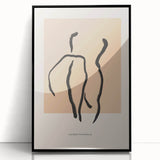 Framed abstract minimalist wall art showcasing a black design with geometric shapes, presented in a sleek acrylic frame, perfect for modern decor.