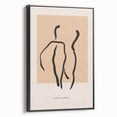 Framed abstract minimalist wall art featuring a sleek black design with clean lines, displayed in a modern setting, perfect for contemporary decor.