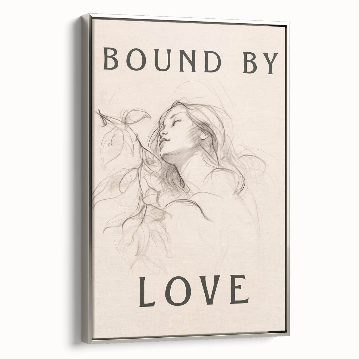 Framed wall art showcasing an abstract minimalist design with silver accents, offering a contemporary aesthetic for modern home decor. The artwork is elegantly displayed from a side view, highlighting its sleek profile and sophisticated presentation.