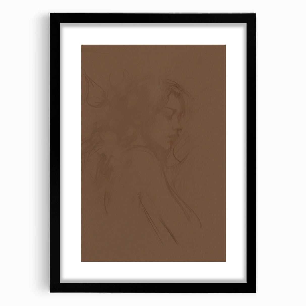 Abstract minimalist wall art collection featuring a framed design with a black mat, showcasing geometric patterns and a sleek, modern aesthetic perfect for contemporary home decor.