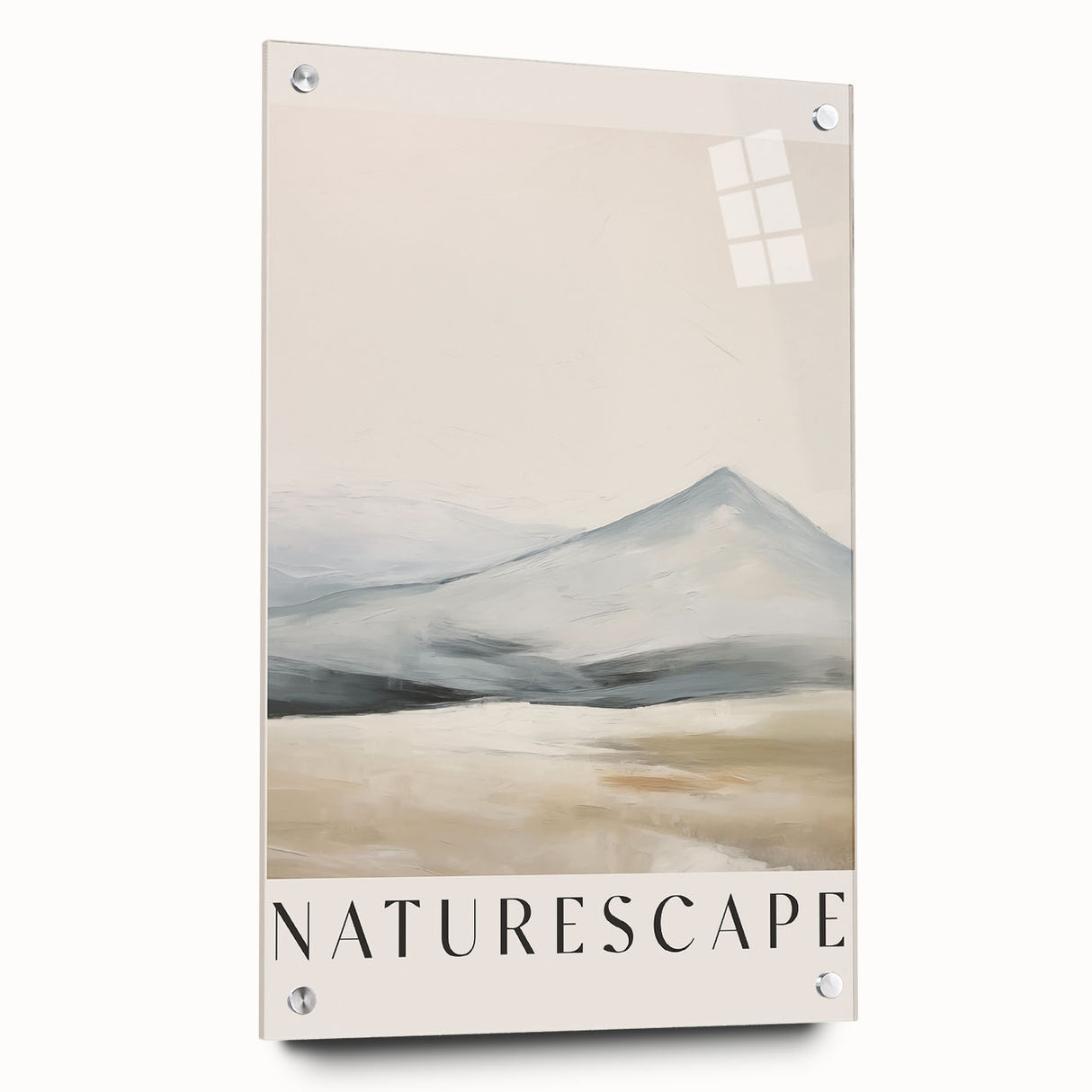 Abstract minimalist wall art design displayed in a sleek acrylic frame, showcasing muted colors and delicate patterns, ideal for modern home decor.