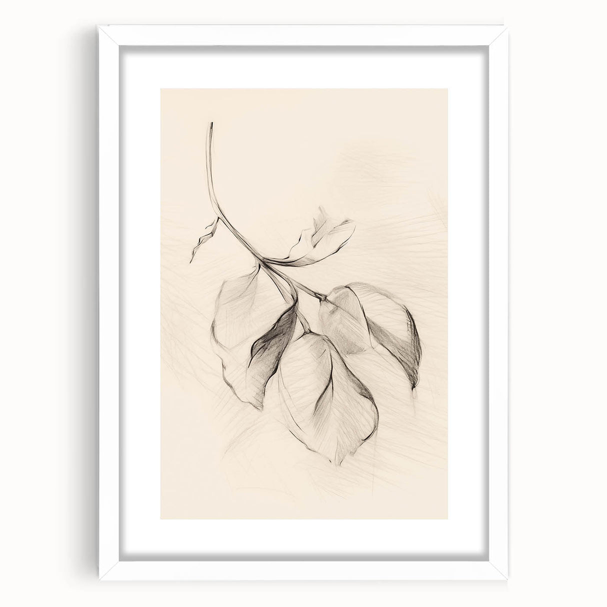 Minimalist abstract wall art framed in white matting, showcasing geometric patterns in soft pastel colors, perfect for modern home decor.