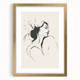 Abstract minimalist wall art design showcasing a gold-framed piece with a mat, highlighting modern aesthetics suitable for contemporary home decor.