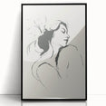 Framed acrylic wall art showcasing an abstract minimalist design with bold black lines and geometric shapes, perfect for modern home decor.