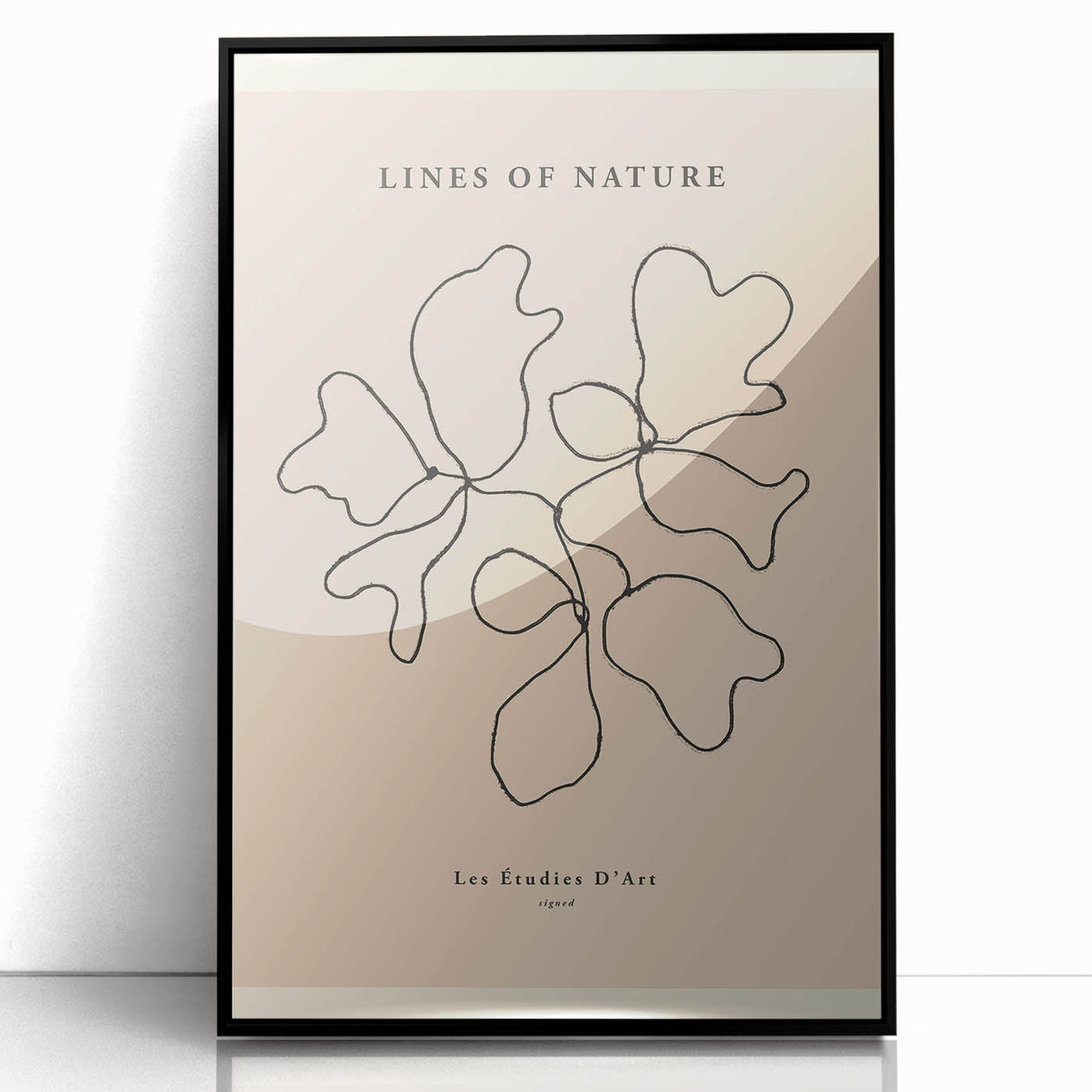 Framed abstract minimalist wall art design showcasing a black and white geometric pattern, elegantly displayed from a front view, perfect for modern decor.