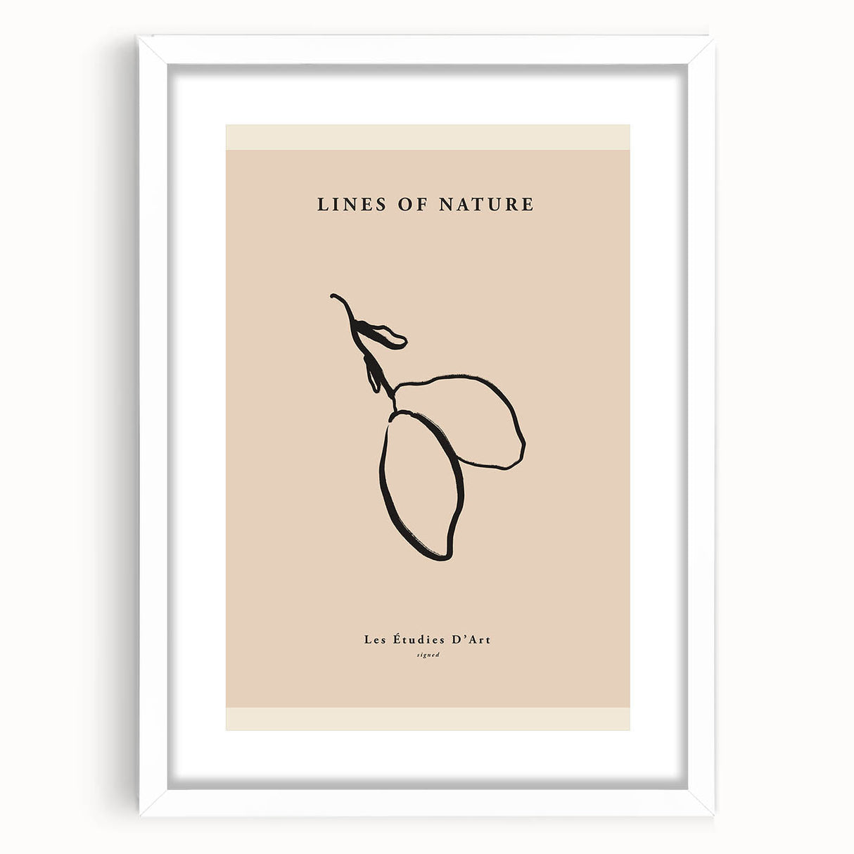 Minimalist wall art collection featuring a modern abstract design in a sleek white frame with matting, ideal for contemporary home decor, enhancing any space.